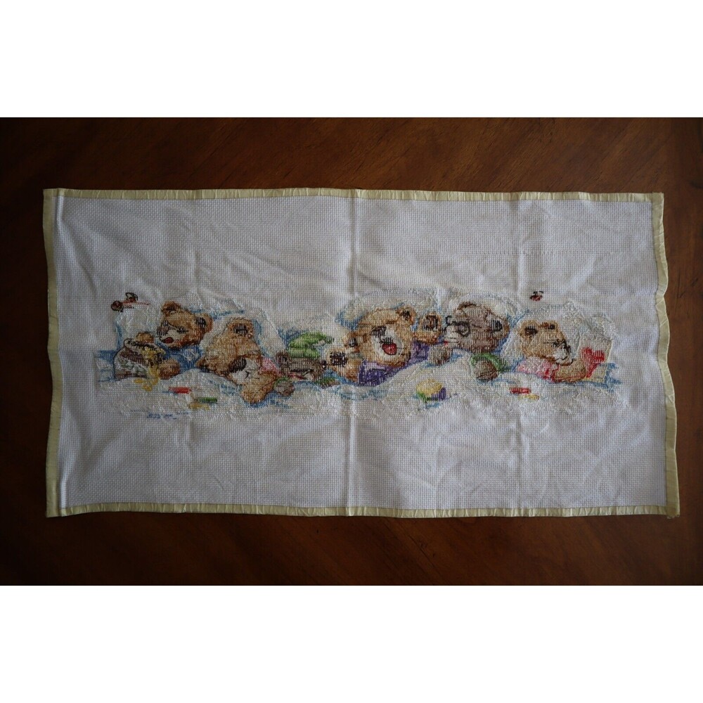 Finished Janlynn Counted Cross Stitch 19"X7"-Sleepy Bears #195-0601 Complete - Picture 7 of 10